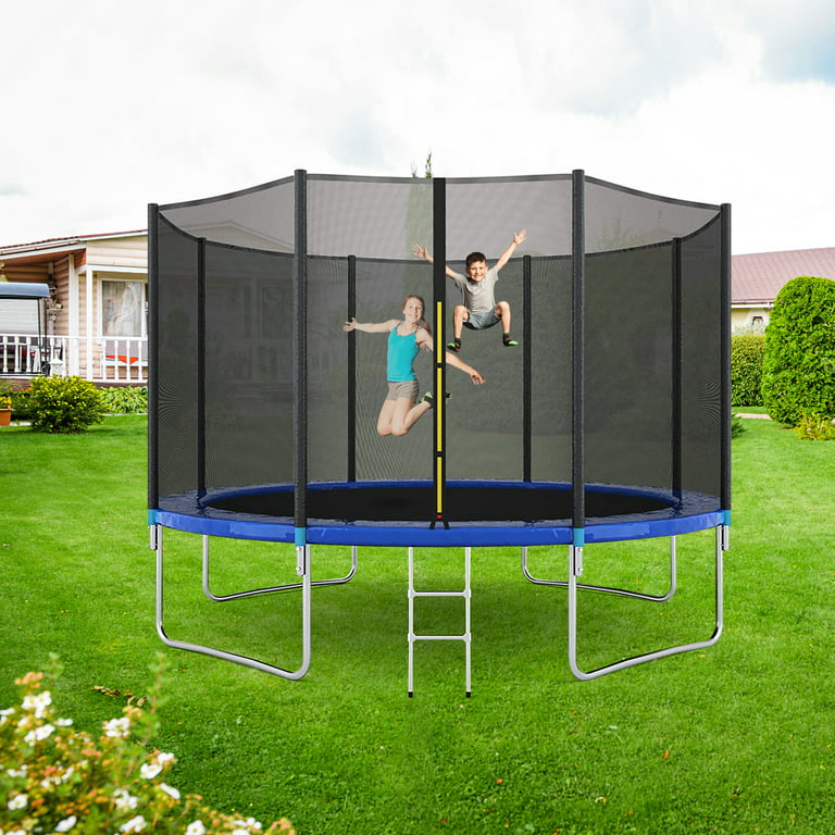 Seizeen for Kids 12 - All-Weather Round Trampoline W/ Enclosure Net, Large Trampoline with Strong Supports for 6-8 Kids - Walmart.com