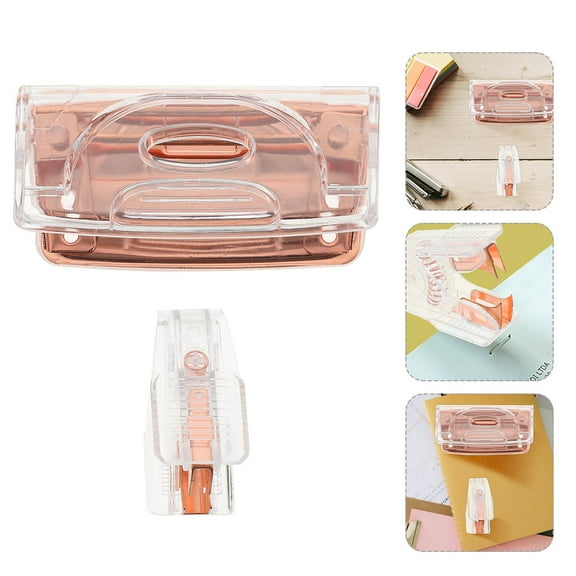 WHAMVOX 1 Set Hole Punch Ergonomic Staple Removing Tool Rose Gold 4.5In X 2.5In X 6.0In