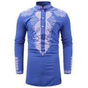 RXIRUCGD Mens Shirts Fathers Day Gift Men's Autumn Winter Luxury African Print Long Sleeve Dashiki Shirt Top Blouse