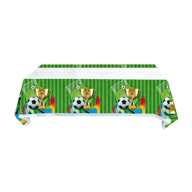 Deeceymbur Waterproof Washable Soccer Football Party Table Cover Rectangular 71x43 Inch for Birthday Buffets Picnics Holiday Dinners Kitchen Events