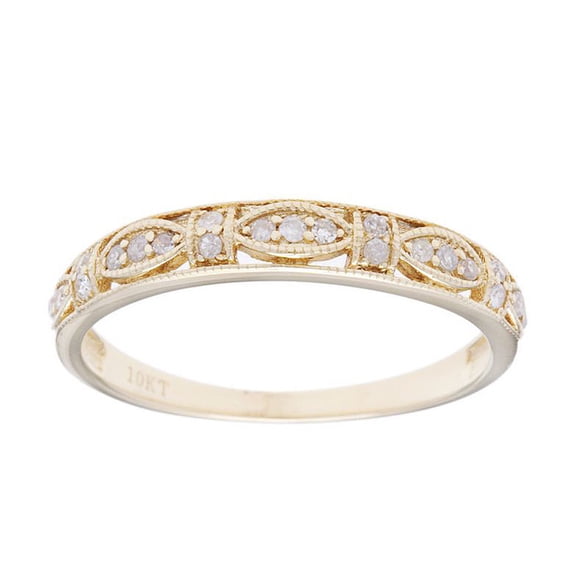 10k Yellow Gold Vintage Style Diamond Anniversary Ring (1/6 cttw, I-J Color, I2-I3 Clarity)