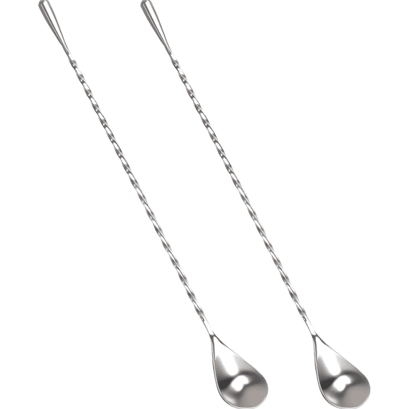 12 inch Bar Spoon, Cocktail Mixing Stirrers for Drink, Mixing Spoon Stainless Steel Bar Long Spoon with Spiral Pattern, Silver 2 Pieces