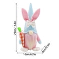thumbnail image 3 of Figurita de conejo de Pascua con lazo flocado - Adorno de muñeca enana de pie de poliéster para decoración de fiestas de Pascua y exposición en casa, 3 of 7