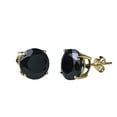 thumbnail image 3 of Solitaire Black CZ Stud Earrings - Yellow Gold Plated .925 Sterling Silver Stud Earrings 9MM, 3 of 4