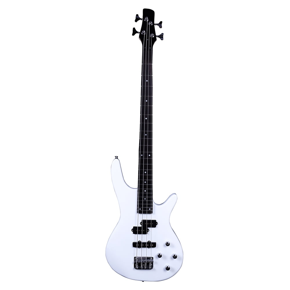 Kepooman Exquisite Stylish IB Bass with Power Line and Wrench Tool - Beginner Kits, Stylish Bass Guitar, White