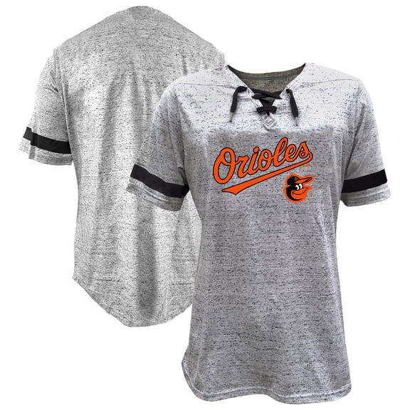 Women's-Profile Heather Gray Baltimore Orioles Lace-Up Fleck T-Shirt
