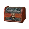 thumbnail image 3 of Cofre del tesoro con bisagras y tapa, caja de almacenamiento decorativa de madera Marrón Verde, 3 of 9