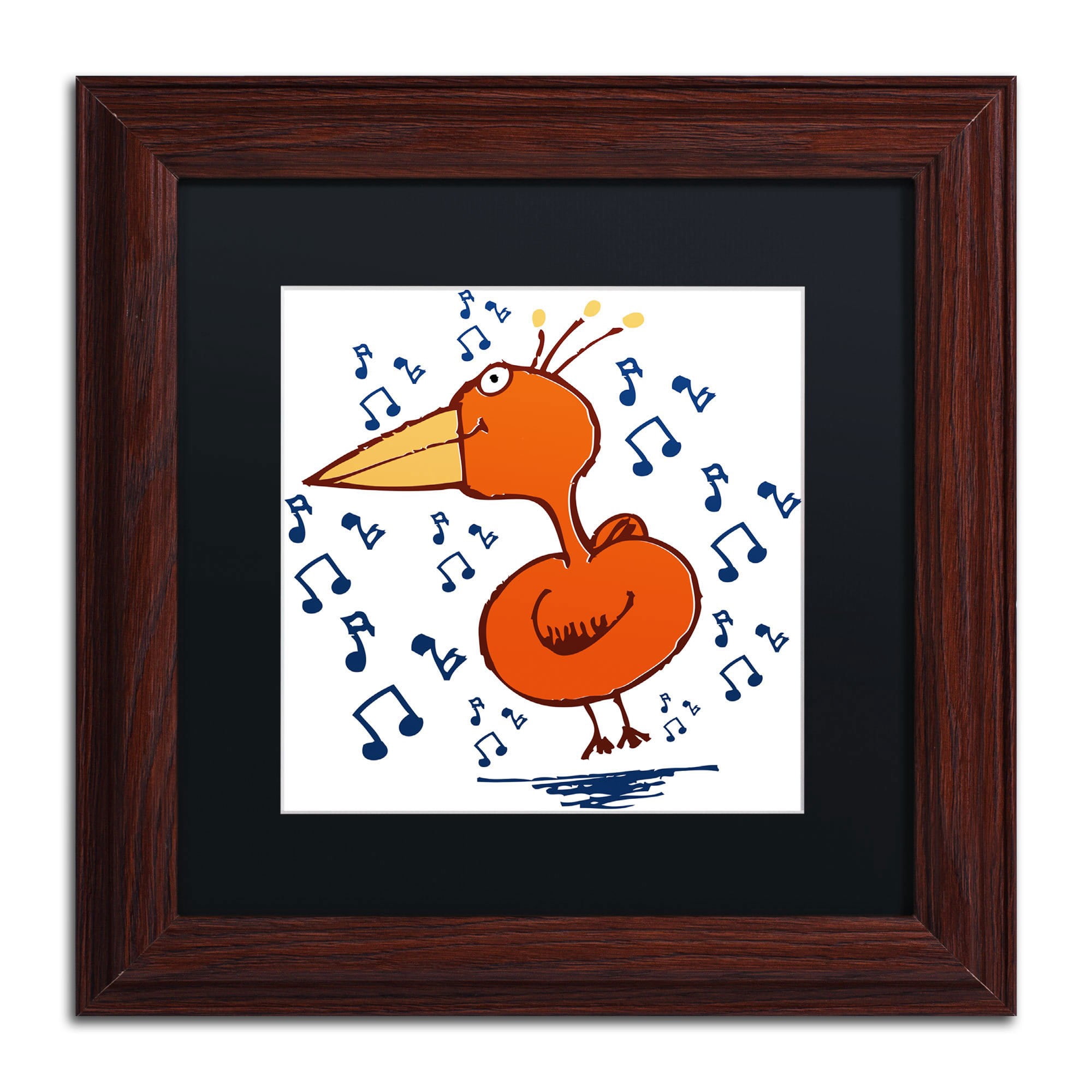 Carla Martell 'Music Bird' Black Matted Framed Art
