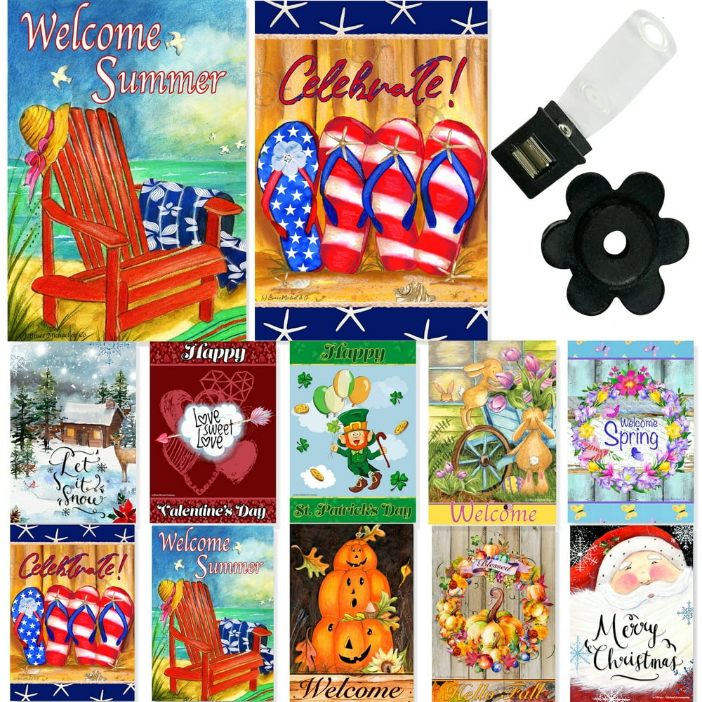 Seasonal Garden Flag Set of 1012x18 Inch Double Sided Yard Flag with
