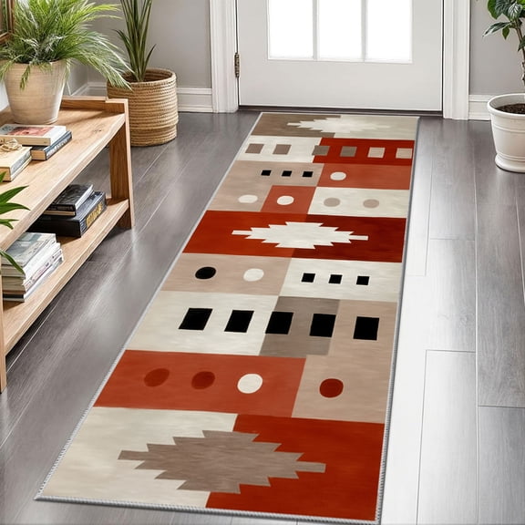 2x6 FT Kitchen Runner Rugs Non Skid Washable, Faux Wool Rug Runners for Hallways Bathroom Carpet Runner, Soft Indoor Modern Floor Rug for Entryway Laundry Room