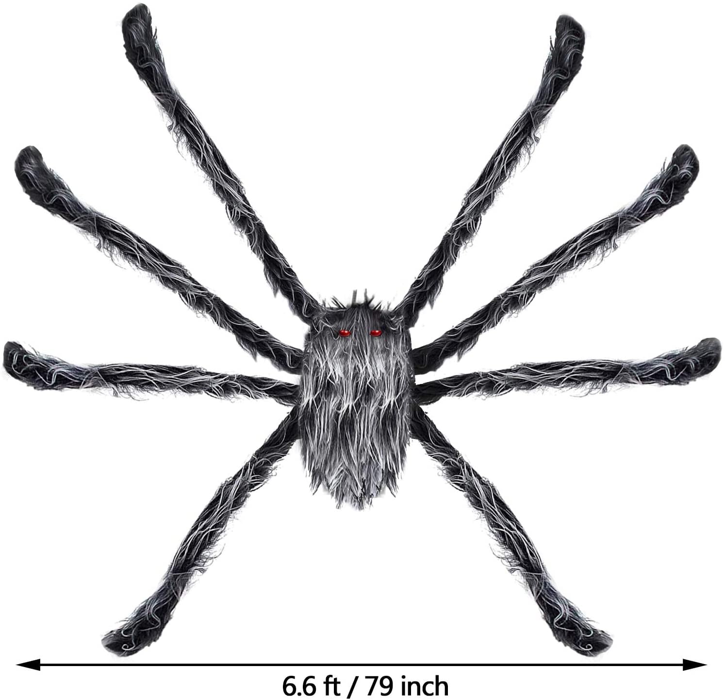 Black BELANT 6.6FT Giant Hairy Spider Halloween Decorations Scary Outdoor Yard Decor