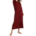 thumbnail image 4 of Jinda Women's Cotton Robe House Coat Hoodie Zip Up Duster Housedress Long Sleeve Nightgown Hooded Zipper Warm Winter Spring Housecoat Sleeping Burgundy Small, 4 of 4