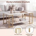 thumbnail image 2 of Giantex 2 Tier Coffee Table, Living Room Center Table w/Metal Frame, Accent Table, White & Gold, 2 of 8