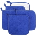 thumbnail image 1 of FFIY 100% Cotton Kitchen Everyday Basic Terry Pot Holder Heat Resistant Coaster Potholder for Cooking and Baking Set of 5 Grey Navy Blue Potholder Navy Blue Potholder, 1 of 9