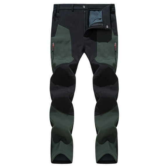Idoravan Mens Quick-Drying Waterproof Trousers Men's Fashion Casual Plush Thickened Assault Pants Large Waterproof Soft Shell Fleece Outdoor Sports Cycling Climbing Trousers Pants