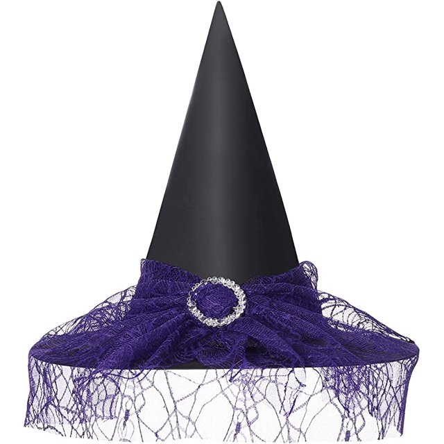 Sombreros de bruja JAMW para mujer accesorios de disfraces de Halloween plegable