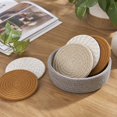 thumbnail image 6 of Woven Coasters For Drinks 7.1 Inch 5 Pack Khaki Round Heat Resistant Cup Mats With Storage Basket For Home Kitchen Tabletop Protection, 6 of 7