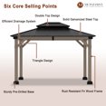 thumbnail image 5 of Mondawe 10'x12' Outdoor Cedar Wooden Gazebo,Patio Gazebo with Galvanized Steel Hardtop, Heavy-Duty Hardtop Gazebo for Garden, Poolside, Deck, Backyard, 5 of 8