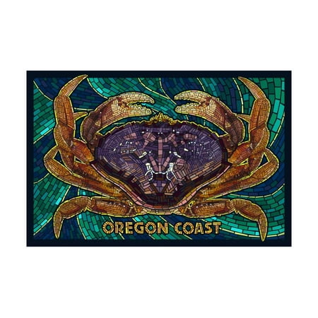 Oregon Coast - Dungeness Crab Mosaic Print Wall Art By Lantern (Best Crabbing On Oregon Coast)