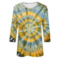 thumbnail image 4 of Trendfront Womens Tie Dye T Shirts Crewneck 3/4 Sleeve Spiral Print Relaxed Fit Casual Colorful Tee Tops, 4 of 5