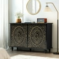 thumbnail image 2 of HLR 48"W Vintage Wood 4 Doors Sideboard Buffet Cabinet with Storage for Living Room, Credenza Black., 2 of 7