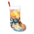 thumbnail image 2 of Yiaed Colorful Fishing Boats Print Christmas Stockings, Christmas Stockings Hanging Ornaments, Christmas Stockings for Family Christmas Holiday Decorations, 2 of 7