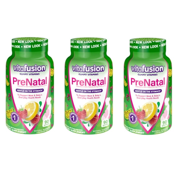 Vitafusion PreNatal Gummy Vitamins Dietary Supplement with DHA & Folic Acid, 90 Ct (3 Pack) (Bundle)
