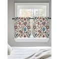thumbnail image 5 of Boho Floral Tier Curtains 24 Inch Length,Sheer Curtains for Bedroom Living Room Window Blue Red Flower Vintage Petals Branch Leaf Small Half Window Kitchen Curtains & Drapes 27.5"x24" 2 Panels, 5 of 6