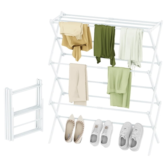Tendedero plegable STARLATTA Clothing de 3 niveles, blanco, 7 kg como máximo