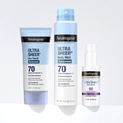 (3 pack) Neutrogena Ultra Sheer Sunscreen SPF 70 Body Sunscreen Lotion, Dry-Touch Sun Protection, 5 fl oz