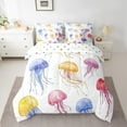 thumbnail image 3 of jejeloiu Watercolor Jellyfish Bedding Comforter Set 7-Piece,Ocean Animal King Bedding Sets,Colorful Splashing Ink Bed Sheets For Boys Girls Kids,Microfiber Bedroom Decor Reversible, 3 of 8