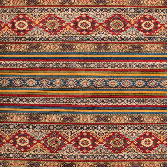 Ahgly Company Machine Washable Indoor Square Abstract Brown Red Area Rugs, 8' Square