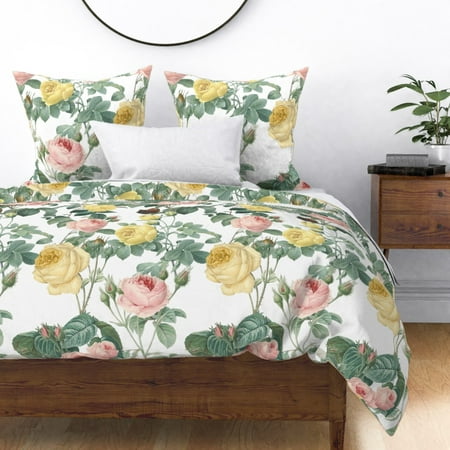 Floral Spring Flowers Victorian English Cottage Sateen Duvet Cover