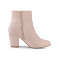 thumbnail image 3 of BLISSFUL STEP Women's Side Zipper Block Heel Ankle Boots Dust Pink 8, 3 of 7