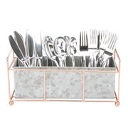 Mind Reader Wire Based and Galvanized 3 Section Utensil Holder, Cutlery Holder, Flatware, Silverware Organizer, Utensil Caddy, Multi-Purpose Holder, Perfect for Silverware, Office Supplies, Silver