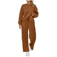 thumbnail image 2 of Frostluinai 2 Piece Sweatsuits for Women Solid Lounge Tracksuits Long Sleeve Sweatshirts High Waist Wide Leg Pants Loose Fit Running Sets, 2 of 7