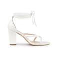 thumbnail image 3 of BLISSFUL STEP Outfit Women's Lace Up Heels Block Heel Flip Flops Sandals White 9, 3 of 7