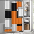 thumbnail image 3 of Orange Black Patchwork Fabric Shower Curtain Abstract Art Washable Shower Curtains for Bathroom, Waterproof Bath Curtain with Hooks Home Decor 72x72in, 3 of 8