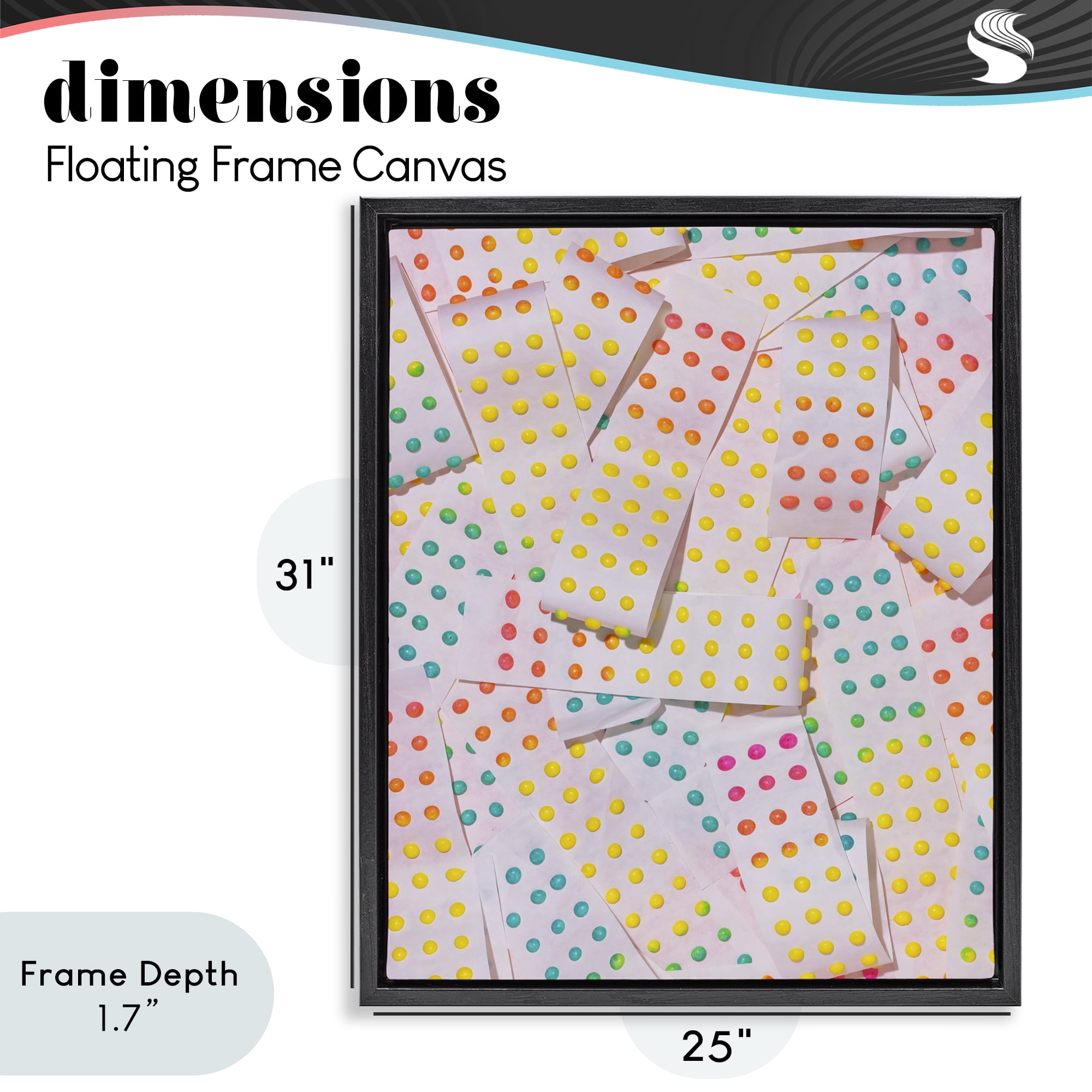 Stupell Industries Retro Color Candy Dots Black Framed Floater Canvas Wall Art, design by LISH Creative