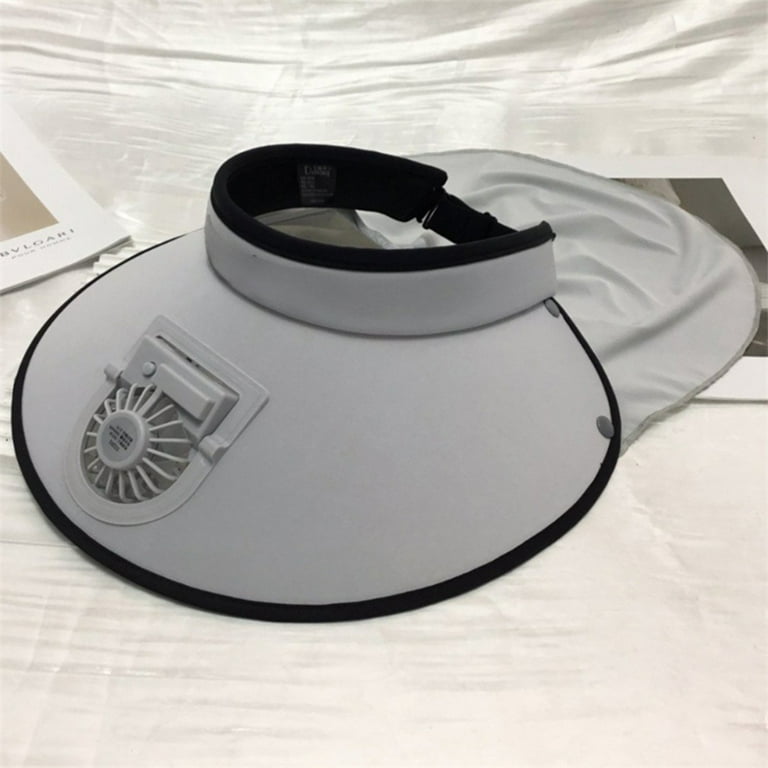 3 Adjustable Sun Visors with Built-in Fan, 3 Speeds, USB Rechargeable Sun Visors Hat With Fan, Female Style Wide Brimmed Sun  main image 3