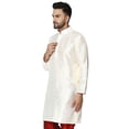 thumbnail image 2 of SKAVIJ Men's Art Silk Indian Wedding Long Kurta Regula Fit (Large, Offwhite), 2 of 5