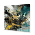 thumbnail image 2 of Designart "Vibrant Swirls Yellow and Turquoise I" Modern Geometric Metal Art Living Room, 2 of 5