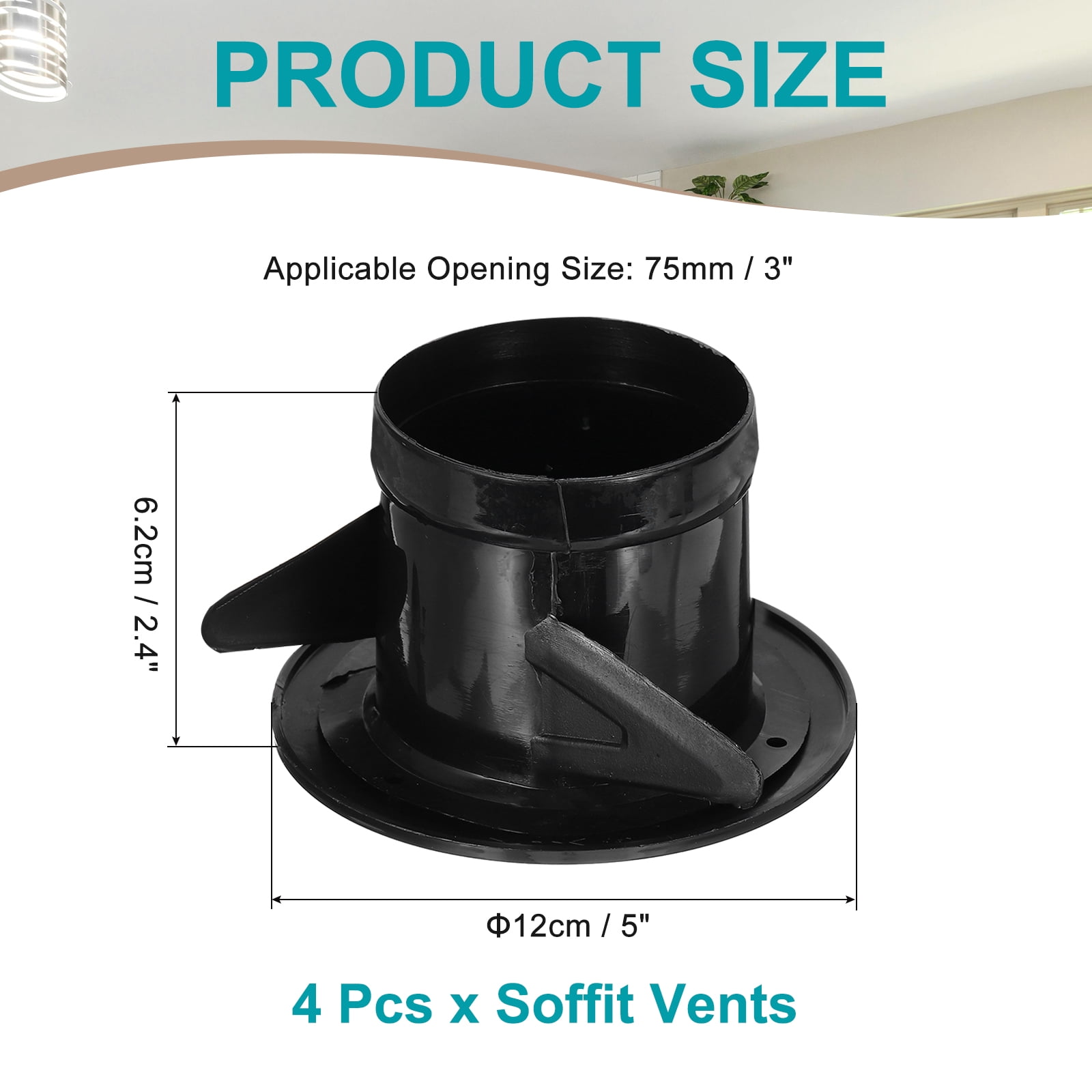 Uxcell Round Air Vent Cover, Soffit Vent ABS Adjustable Ceiling Vent Covers Air Vent Louver for Bathroom Kitchen 3 Inch