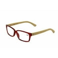 thumbnail image 2 of Vision World Genuine Bamboo Rectangular Reading Glasses Men Women Readers (Maroon, +2.75), 2 of 4