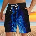 thumbnail image 2 of lcziwo Mens Casual Quick Dry Shorts 2025 Summer Fashion 3D Flame Print Beach Shorts Lightweight Drawstring Elastic Waist Board Shorts with Pockets Daily Sales Blue XXL, 2 of 5
