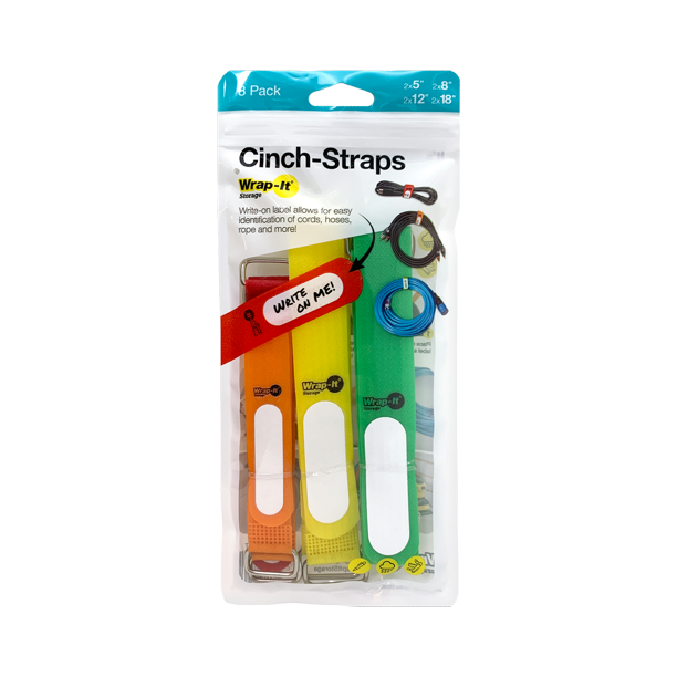 Cinch Straps with WriteOn Label (Assorted 8Pack )