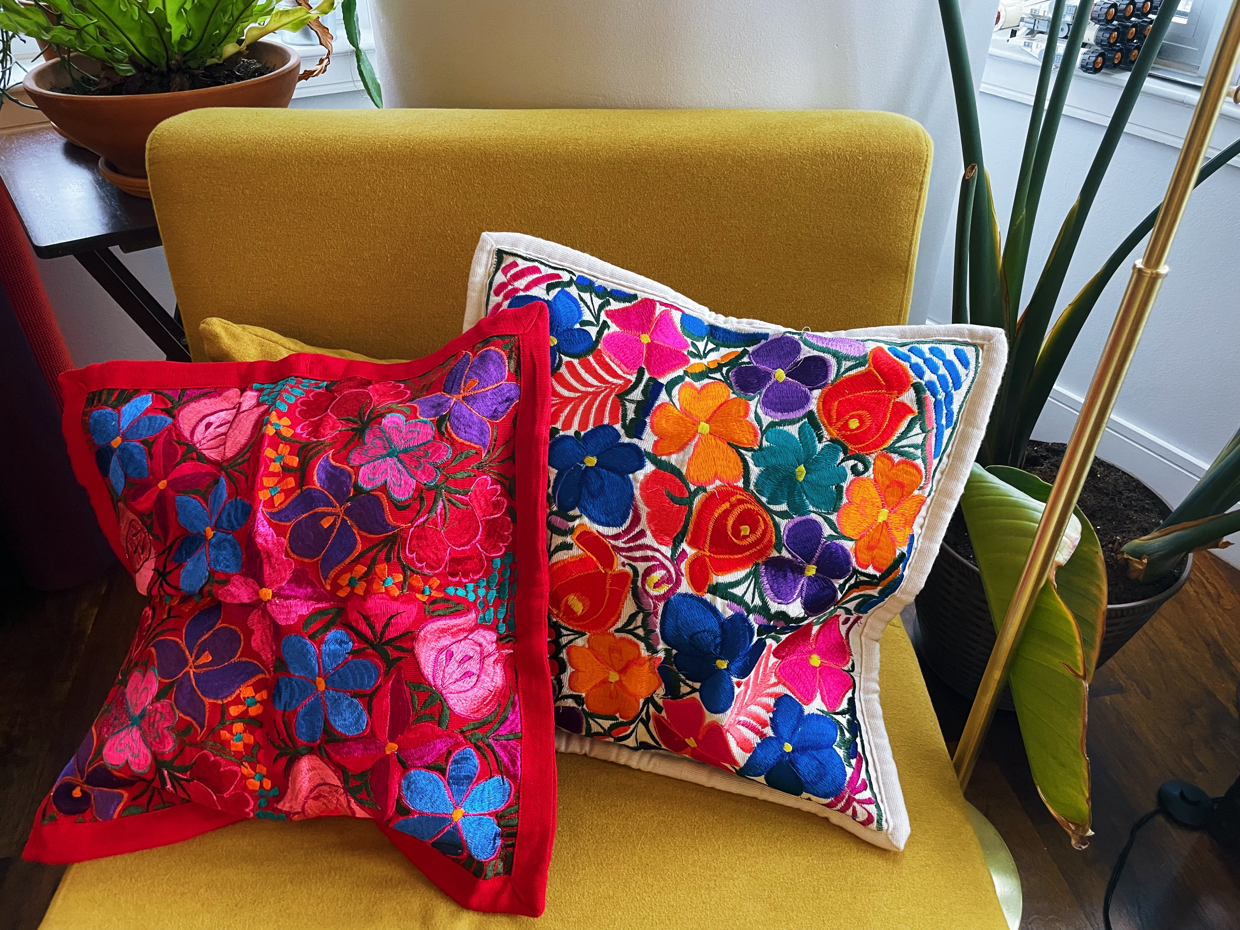 Embroidered pillow case - Flowers | Mexican Colorful Decorative Pillow Cover | Colorful Home Decor