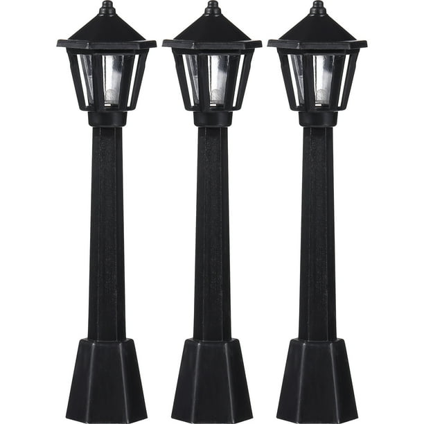 RomaMX 3pcs Figuras de micropaisaje y adornos en miniatura Luces de modelo Lámpara de calle Luces de simulación Creativas (Negro)