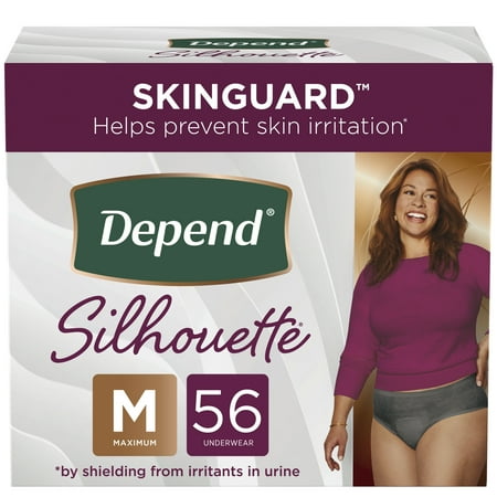 Depend Silhouette Adult Incontinence Underwear for Women  M  Black  56Ct