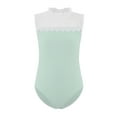 thumbnail image 3 of Miutii Kids Girls Lace Collar Dance Leotard Sleeveless Patchwork Bodysuit for Ballet Gymnastics Practice Performance Light Green 7-8, 3 of 5